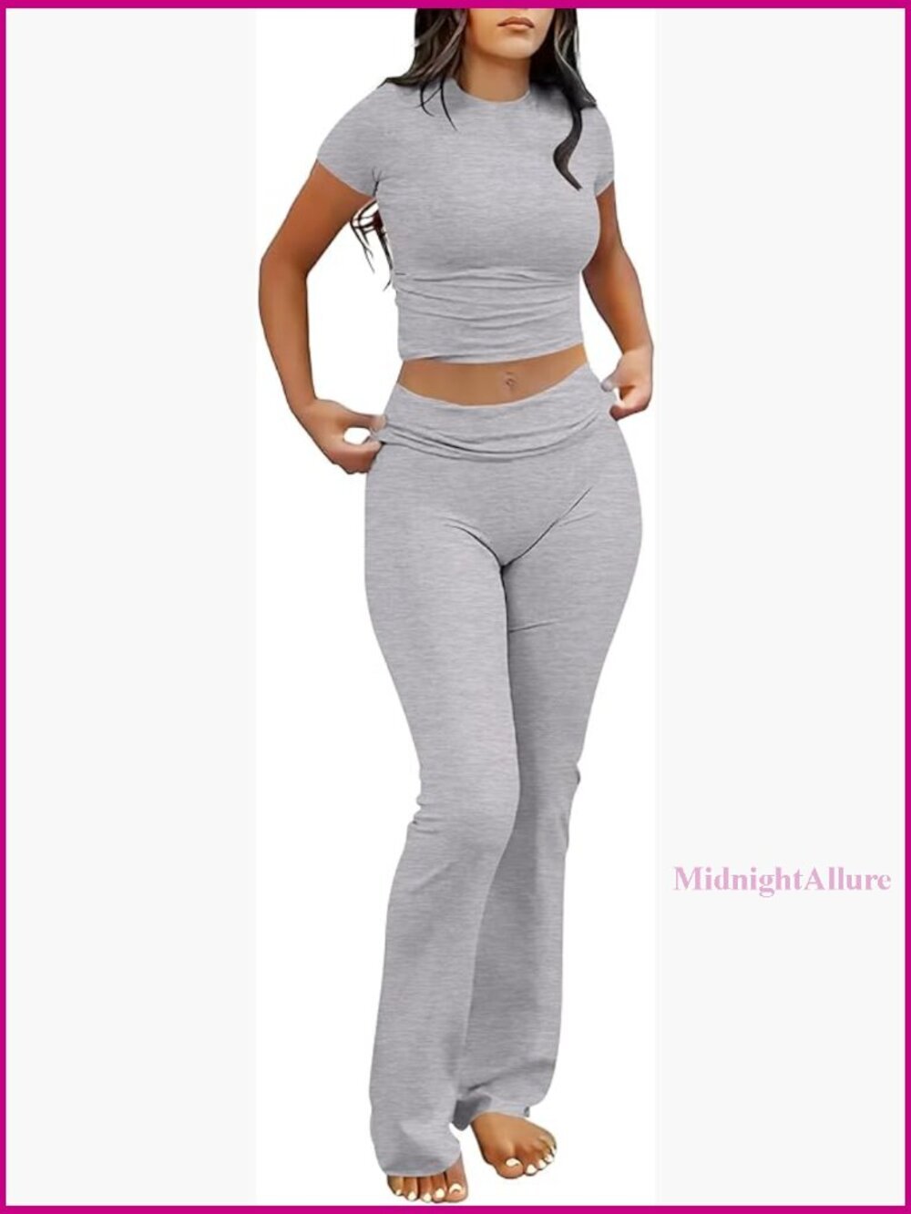 2 Piece Lounge Set - Flare Leggings & Crop Top - Y2K Tracksuit